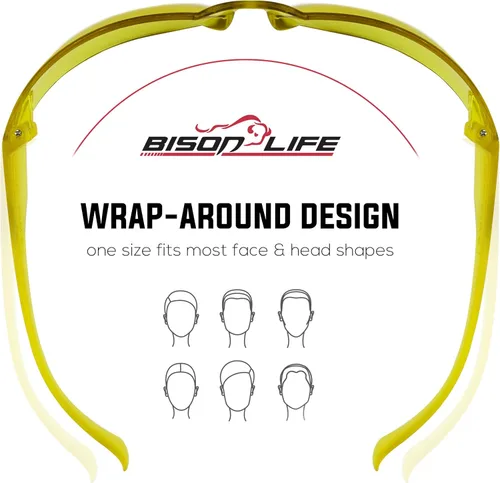 Miniatura 6 de BISON LIFE - Lentes de seguridad con protección envolvente resistente a arañazos, lente de policarbonato resistente a impactos ANSI Z87.1