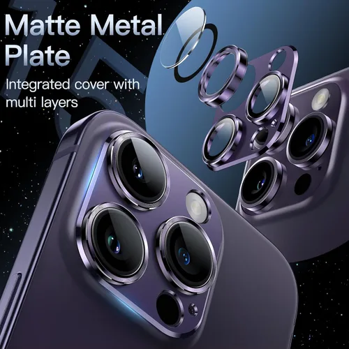 Miniatura 3 de JETech Protector de lente de cámara para iPhone 14 Pro de 6.1 pulgadas y iPhone 14 Pro Max de 6.7 pulgadas, cubierta de anillo de vidrio templado