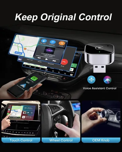Miniatura 4 de Adaptador Inalámbrico CarPlay y Dongle Android Auto, Conexión Automática Rápida, Convertidor Inalámbrico CarPlay Compacto Plug & Play para iPhone