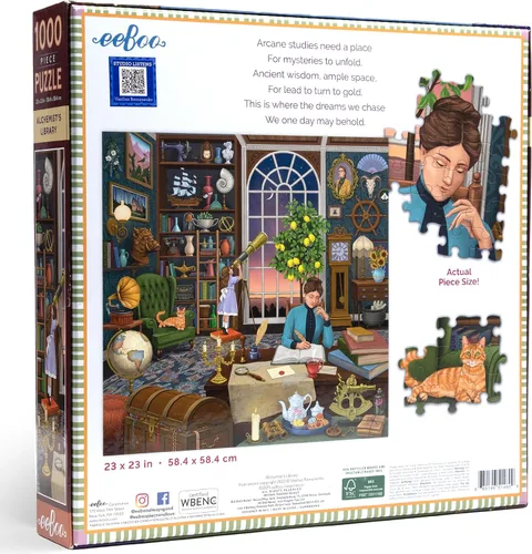 Miniatura 3 de eeBoo Rompecabezas de 1000 piezas, rompecabezas de la biblioteca del alquimista para adultos, cuadrado de 23 x 23 pulgadas, fabricado con tablero