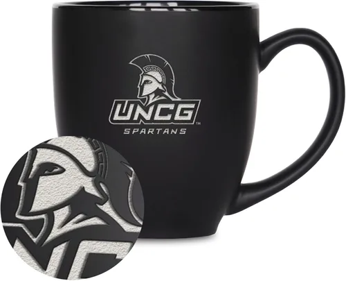 Miniatura 158 de Rico Industries - Taza de cerámica mate negra con grabado láser estándar de 15oz para NCAA (escuelas T & U) - Para bebidas calientes o frías