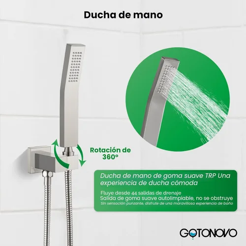 Miniatura 4 de gotonovo Sistema de ducha de lluvia para baño, juego de cabezal y mango de ducha de lluvia montado en la pared, conjunto completo combinado de latón