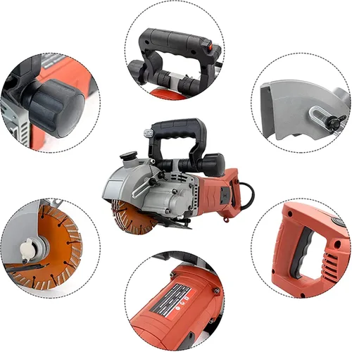 Miniatura 7 de Cortadora eléctrica de ranura de pared de 110 V con guía láser, diseño resistente al polvo, incluye 5 cuchillas de 5 pulgadas (5.236 in) para cortar