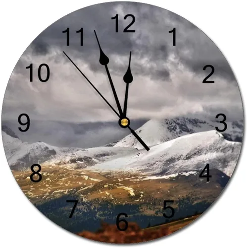 Miniatura 57 de Reloj de pared silencioso sin tictac de PVC, montañas del Tirol del Sur, Italia, senderismo, C, funciona con pilas, 10 pulgadas (9.8 in), reloj