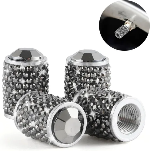 Alpmosn Tapones de Válvula de Neumático de Automóvil, 4 PCS Tapones de Válvula de Neumático Brillantes, Tapones de Neumático de Cristal Brillantes