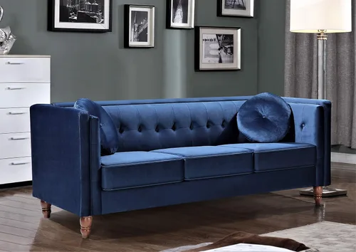 Miniatura 11 de Container Furniture Direct Novara - Sofá de terciopelo moderno de mediados de siglo, sofá biplaza copetudo, cómodo sofá, decoración de habitación