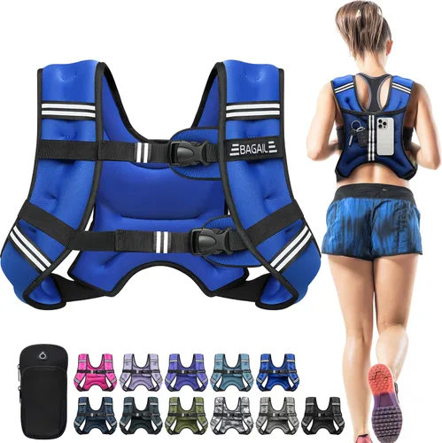 Miniatura 35 de BAGAIL Chaleco con peso de 5, 8, 10, 12, 15, 20, 25, 30 lbs, para caminar y perder peso, reflectante, con bolsa para teléfono, para mujeres y Negro