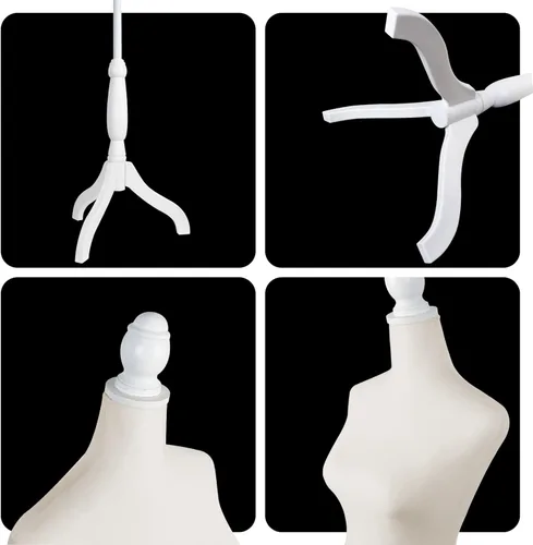 Miniatura 5 de Maniquí femenino con forma de torso para vestidos, soporte de trípode para costura, cuerpo de maniquí para exhibición de ropa y joyería