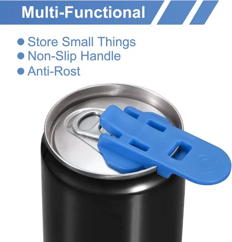 Miniatura 4 de uxcell Abrelatas manual fácil, 3 piezas, cubiertas de plástico para latas de bebidas, protector de tapas, abridor de botellas para refrescos, Azul