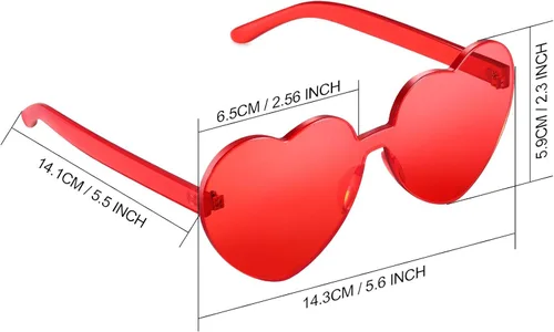 Miniatura 2 de Maxdot - Lentes de sol transparentes sin marco con forma de corazón para fiestas