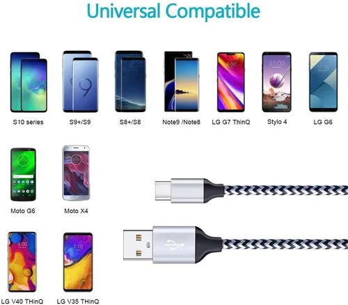 Miniatura 8 de Cable de carga para Galaxy S26 C de carga rápida, paquete de 5 cables de automóvil USB C de 6 pies para Android, compatible con Samsung Galaxy S26