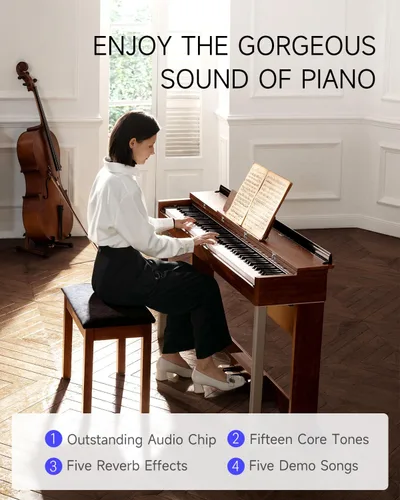 Miniatura 3 de Donner Piano digital con 88 teclas dinámicas graduadas de acción de martillo con teclado ponderado, piano digital vertical DDP-200 para profesional