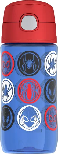 THERMOS FUNTAINER Botella de hidratación de plástico de 16 onzas con boquilla, SPIDER-MAN