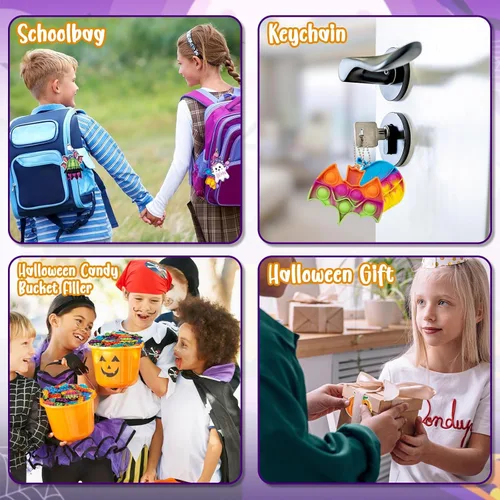 Miniatura 7 de AMUHUA Recuerdos de fiesta de Halloween para niños - 24 piezas de mini juguetes de Halloween, llaveros de presión, juguetes para jugar