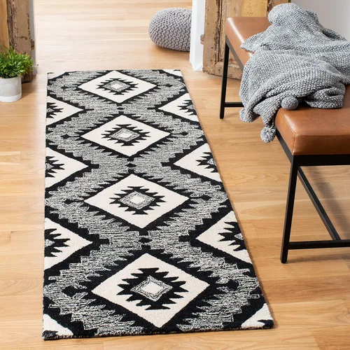 Miniatura 8 de SAFAVIEH Aspen Collection - Alfombra decorativa de 2 x 3 pies, carbón y negro, lana hecha a mano, ideal para zonas de alto tráfico en entrada, sala