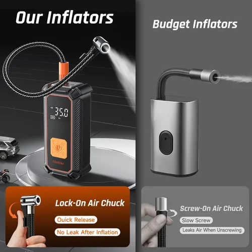 Miniatura 6 de OlarHike Inflador de neumáticos inalámbrico, compresor de aire portátil, 150 PSI de doble potencia, bomba de aire automática de 5400 mAh