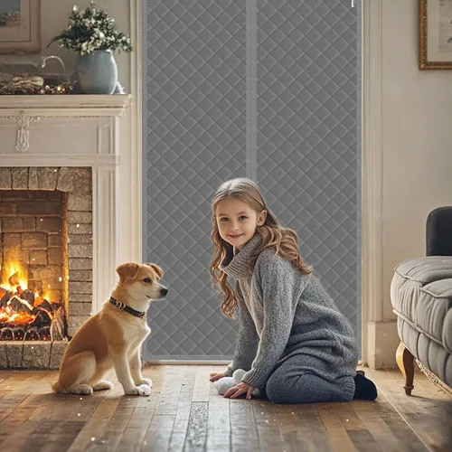 Miniatura 6 de HADOR Cortina Magnética con Aislamiento Térmico para Puerta que se Ajusta a Puertas de 36" x 96", Tela Oxford Acolchada con Relleno de Algodón