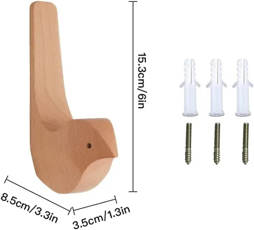 Miniatura 2 de Ganchos de pared de pájaros de grano de madera, ganchos para colgar en la pared, paquete de 3