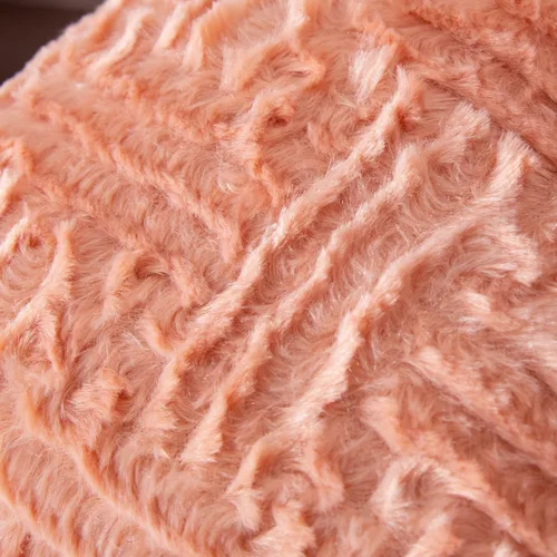 Miniatura 8 de DaDalogy Bedding - Funda para puf otomano de piel sintética [sin relleno] – Rosa Coral Baby Peach Geométrico brillante, suave y acogedor