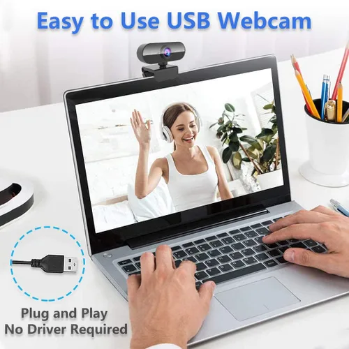 Miniatura 6 de Cámara web para PC con micrófono, cámara web Full HD 1080P para transmisión para Mac Laptop, cámara de computadora externa USB para escritorio, Negro
