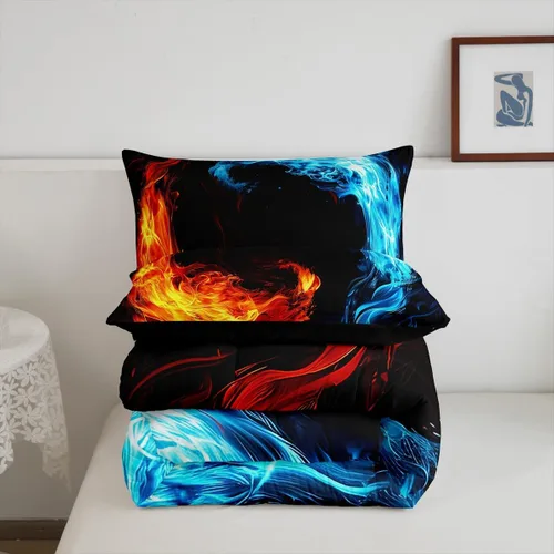 Miniatura 6 de Erosebridal Yin Yang - Juego de edredón para niños y adolescentes, edredón de plumón de hielo y fuego, tamaño individual, juego de ropa de cama