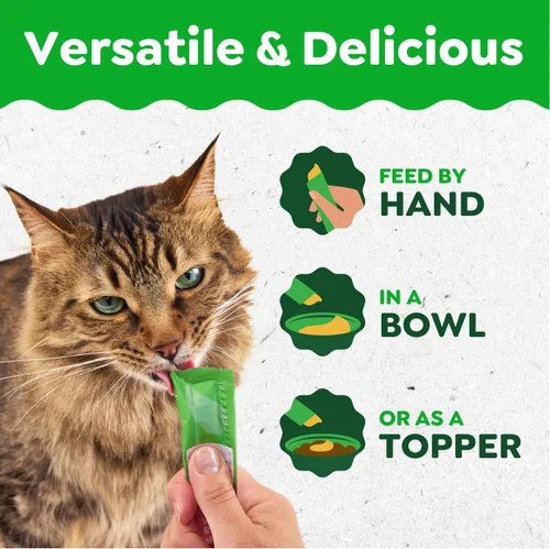Miniatura 4 de Greenies Feline Smart Purees Skin & Fur Health - Golosinas lamibles para gatos con salmón real, tubos de 0.49 onzas, 20