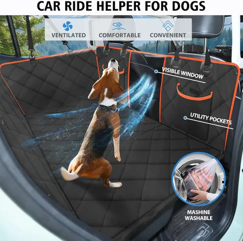 Miniatura 7 de Extensor de asiento trasero para perros, funda de asiento de coche de fondo duro para asiento trasero, hamaca impermeable para perro, plataforma