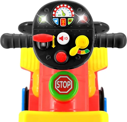 Miniatura 3 de Kiddieland Toys Limited - Mickey Choo, alimentado por batería, de 12 meses a 36 meses con Caboose & Tracks Ride On, los colores reflejantes pueden