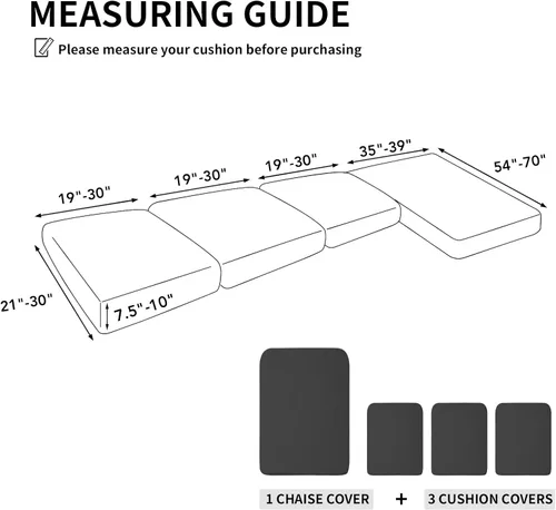 Miniatura 2 de Easy-Going - 4 Fundas de cojín elásticas para sofá seccional, izquierda/derecha, en forma de L, funda de asiento antideslizante, suave