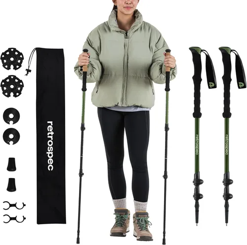 Miniatura 13 de Retrospec Solstice - Bastones de senderismo para hombres y mujeres, ajustables y plegables, ligeros, para caminar y trekking, aluminio con agarre