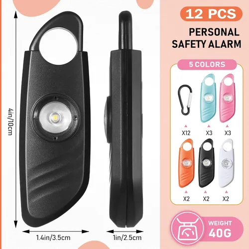 Miniatura 2 de Relaxweex 12 unidades de alarma de seguridad personal para mujeres con luz estroboscópica LED y 12 llaveros de 130 dB de sonido fuerte sirena