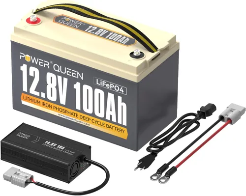 Miniatura 14 de Power Queen Batería LiFePO4 de 12.8 V 50 Ah con cargador de batería LiFePO4 de 14.6 V 10 A, BMS integrado de 50 A, batería de ciclo profundo