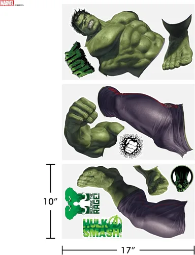 Miniatura 7 de Wall Palz Marvel Incredible Hulk Calcomanías de Pared - 29" Realidad Aumentada Vengadores Hulk Decoración de Pared para Dormitorio Calcomanías