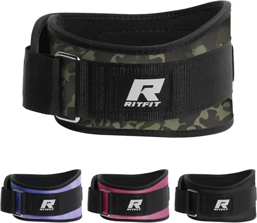 Miniatura 10 de RitFit Cinturón de levantamiento de pesas, ideal para sentadillas, estocadas, peso muerto, propulsores - hombres y mujeres - 6 pulgadas Camuflaje
