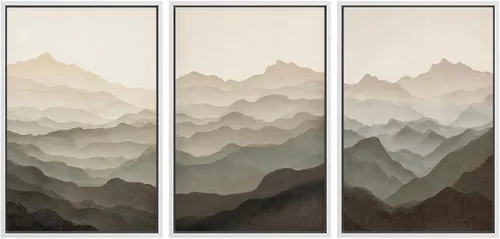Miniatura 19 de SIGNWIN Lienzo enmarcado para pared, juego de arte de collage de hojas transparentes en blanco y negro, ilustraciones de naturaleza silvestre, arte