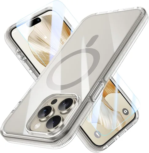 Miniatura 30 de MILPROX Compatible con iPhone 16 Pro Funda – con protector de pantalla – Compatible con MagSafe – Diseño magnético claro transparente – Que no se