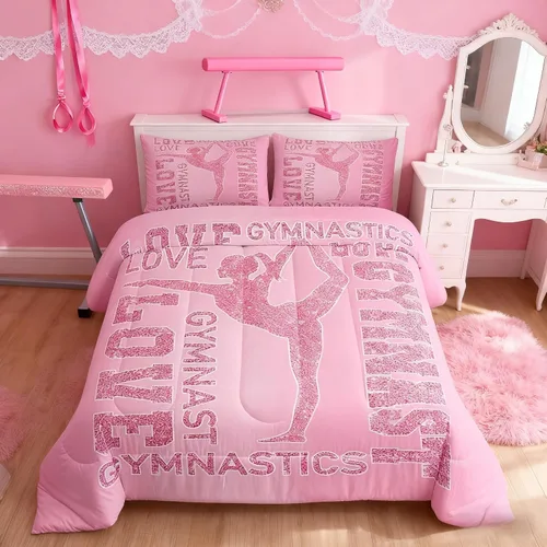 Miniatura 36 de Manfei - Juego de edredón para amantes de la gimnasia y la danza, tamaño individual, juego de ropa de cama romántica con diseño de cielo estrellado