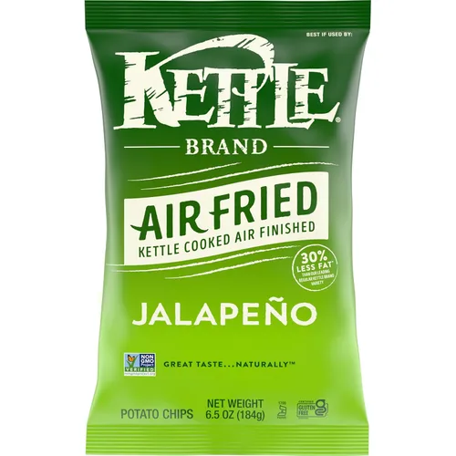 Kettle Brand Papas fritas, chips de caldera jalapeño fritas al aire, bolsa de 6.5 onzas