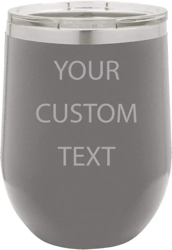 Vaso de vino de 12 oz aislado de acero inoxidable personalizado personalizado (gris)