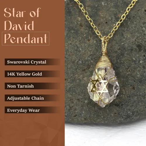 Miniatura 4 de Collar de estrella de David para mujeres y hombres, collar de estrella judía relleno de oro de 14 quilates, collar de Israel