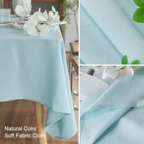 Miniatura 4 de AUSSPVOCT 2 manteles de lino texturizado para mesa rectangular, 52 x 70 pulgadas, mantel rectangular impermeable, lavable, tela para mesa