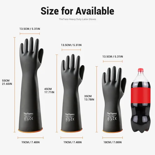 Miniatura 8 de ThxToms Guantes de látex resistentes a productos químicos, guantes de goma impermeables, resistentes a pinchazos, resistentes al aceite ácido y 14