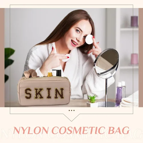 Miniatura 4 de Remerry 4 piezas de bolsas de cosméticos de nailon impermeables, organizador de maquillaje espacioso para viajes para mujeres, bolsa de chenilla