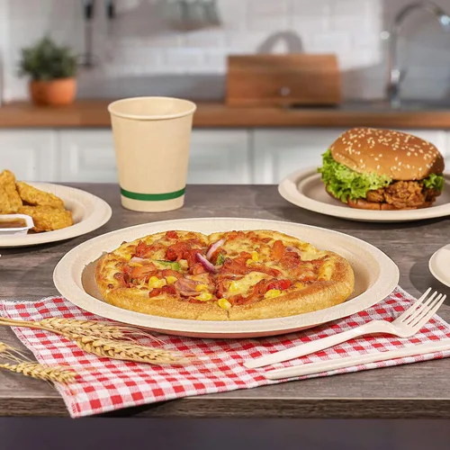 Miniatura 5 de Gezond Platos 100% compostables, platos de papel de 10 pulgadas, paquete de 125 platos desechables resistentes, biodegradables, platos de bagazo