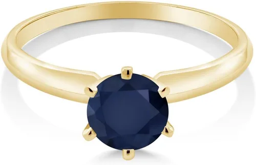 Miniatura 39 de Anillo de compromiso solitario con piedra preciosa redonda de oro amarillo de 14 quilates de 0.236 in para mujer Ajuste clásico de 6 puntas