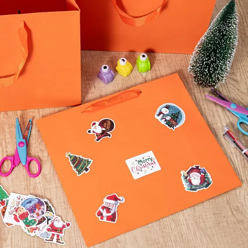Miniatura 4 de Umoonfine Umoofine - Bolsa de regalo grande naranja con asas de cinta, paquete de 12, 12.6 x 4.5 x 11 pulgadas, extra grande, reutilizable