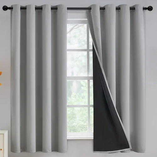 Miniatura 338 de Yakamok Cortinas negras, cortinas de ventana con aislamiento térmico y eficiencia energética para dormitorio, cortinas opacas completas y cortinas