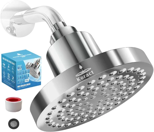 Miniatura 9 de Cabezal de ducha filtrado de alta presión con filtro para suavizante de agua dura, boquillas de silicona antiobstrucción para baño, repuesto