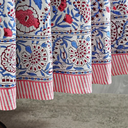 Miniatura 5 de Ridhi Mantel redondo con estampado de bloque a mano, 100% algodón, reutilizable, color rosa flamenco, de 60 pulgadas, mantel decorativo para uso