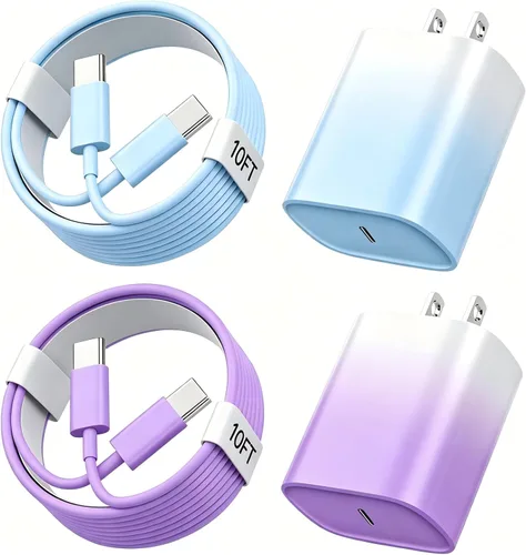 Miniatura 18 de Cargador para iPhone 17, 16, 15, carga rápida, cable de carga USB C de 10 pies de largo con bloque de carga rápida de teléfono tipo C de 20 W